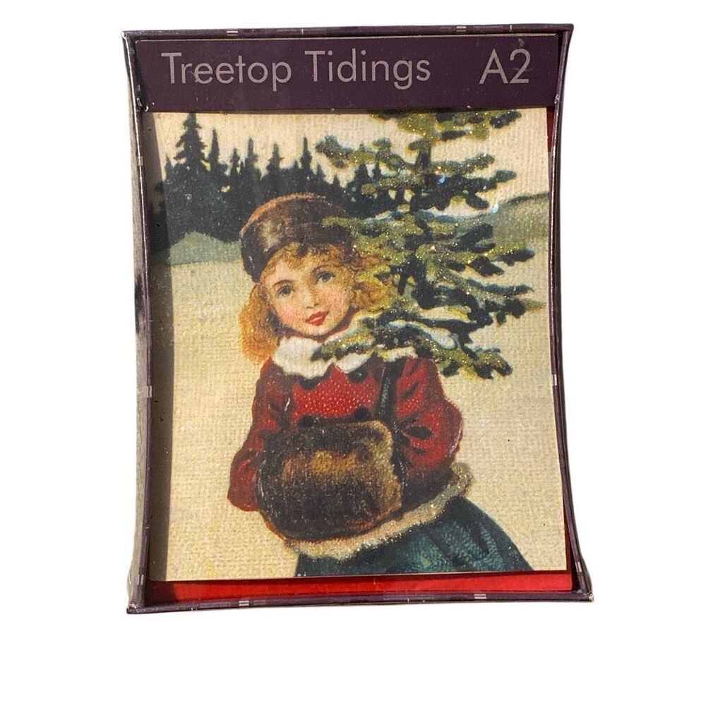 Vintage Treetop Tidings Victorian Holiday Christmas Cards 18 New Ephemera A2